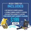 Holiday Combo Pack (1oz AAAA+ MAC10 Flower, 1 Edible 500mg, 5g Shatter, FREE Brive Vape Cart)