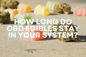CBD edibles system length article title with CBD gummies background image