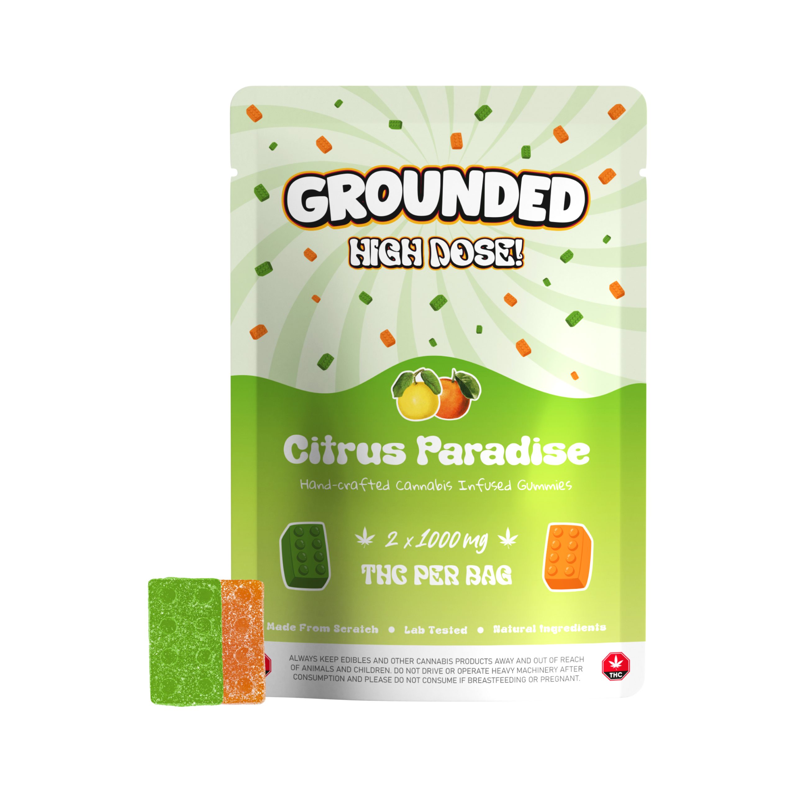 Grounded Super High Dose Cannabis Infused Gummy Bricks 2000mg